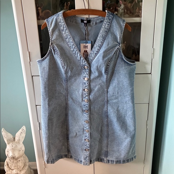 Frye Women's Light Blue Denim Mini Dress sz L NWT - Picture 10 of 12